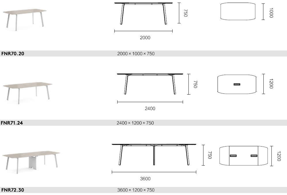 诺然系列板式会议桌尺寸图